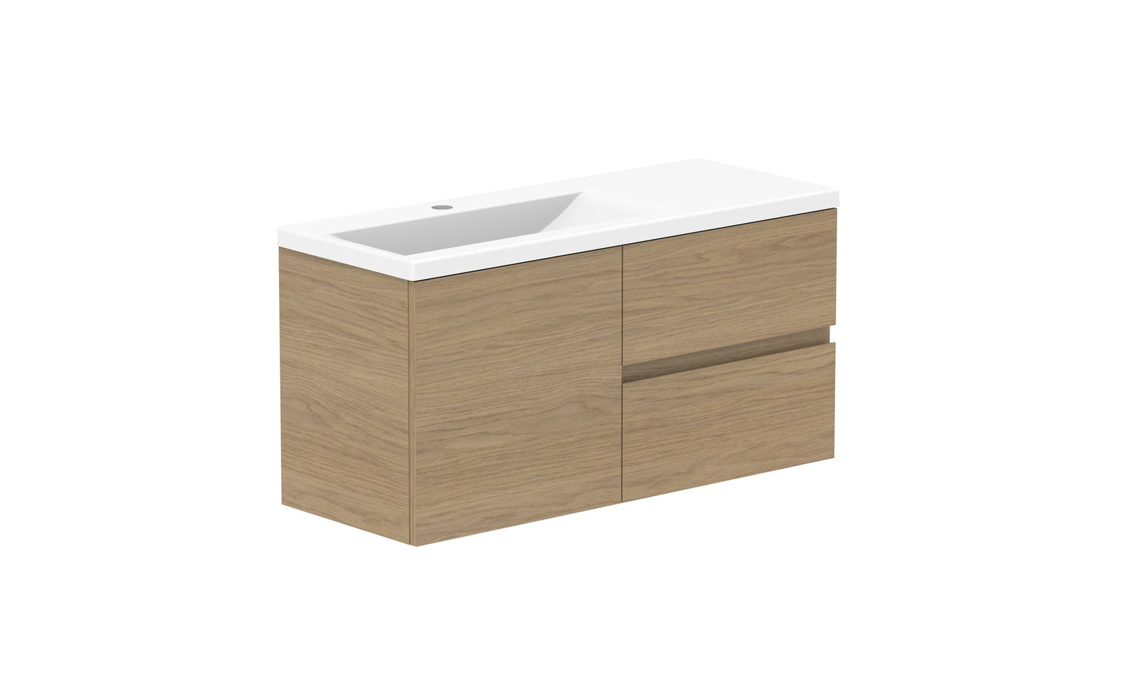 ADP Drift Ensuite Wall Hung Vanity 900mm left offset bowl in Boston Oak