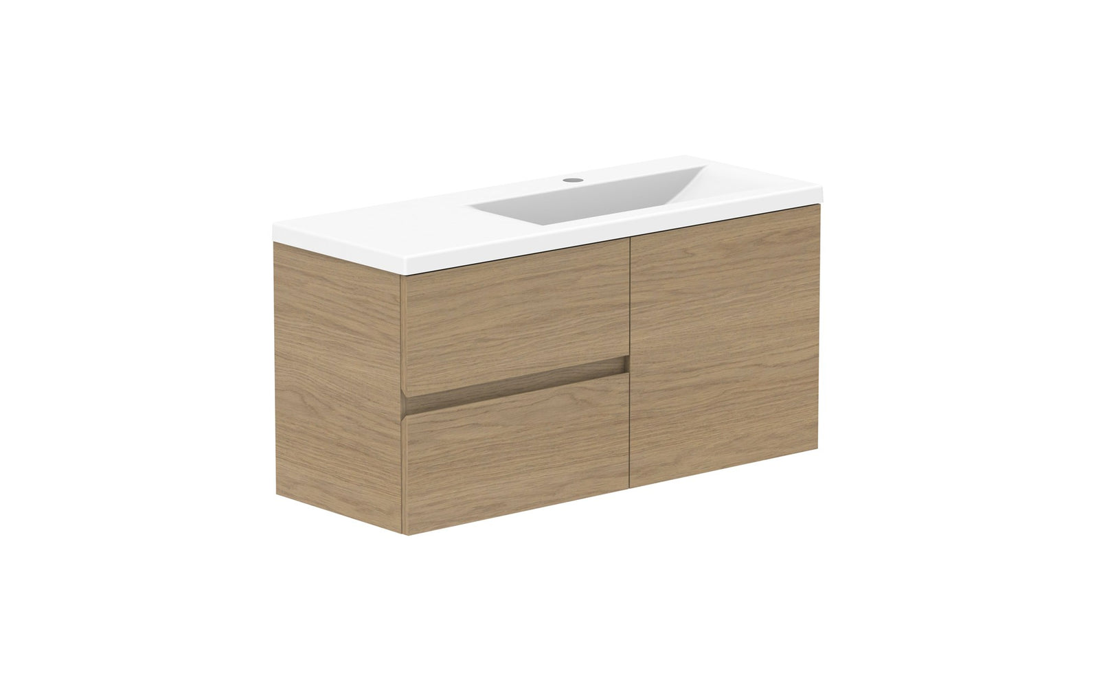 ADP Drift Ensuite Wall Hung Vanity 900mm right offset bowl in Boston Oak