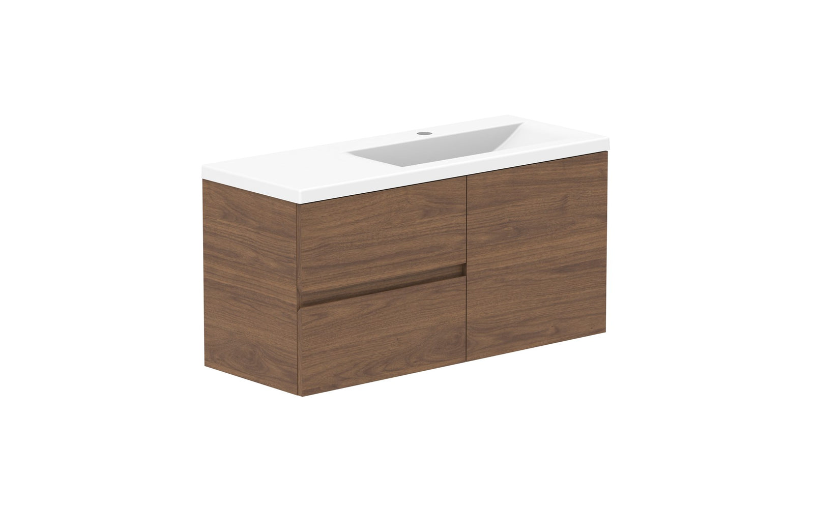 ADP Drift Ensuite Wall Hung Vanity 900mm right offset bowl in Florentine Walnut