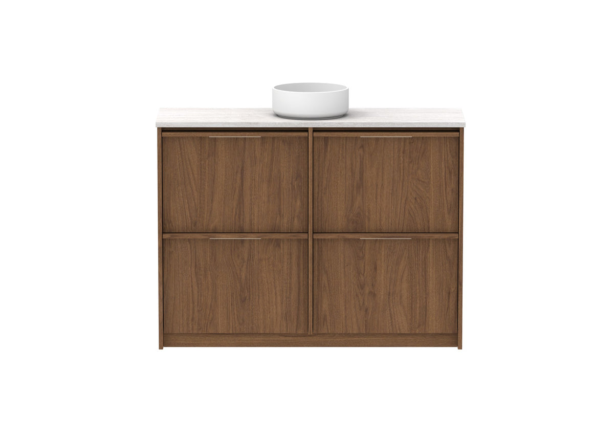 ADP Eli Ensuite Floor Mount Vanity 1200mm centre bowl in Florentine Walnut, front view