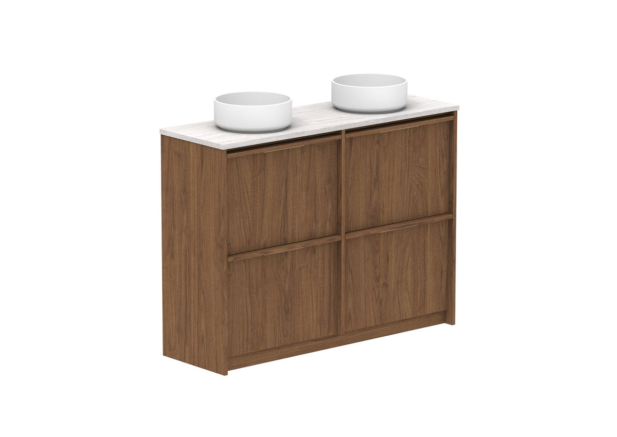 ADP Eli Ensuite Floor Mount Vanity 1200mm double bowl in Florentine Walnut