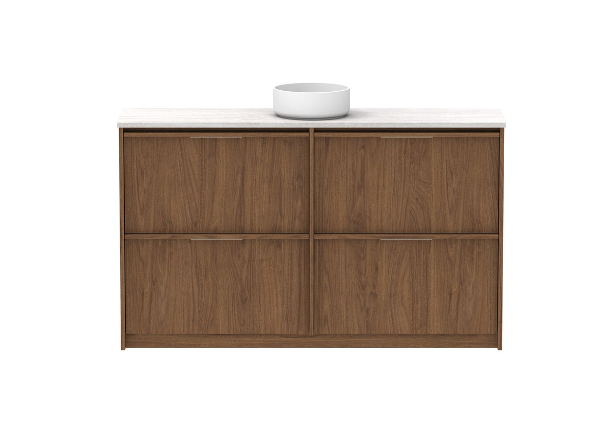 ADP Eli Ensuite Floor Mount Vanity 1500mm centre bowl in Florentine Walnut, front view