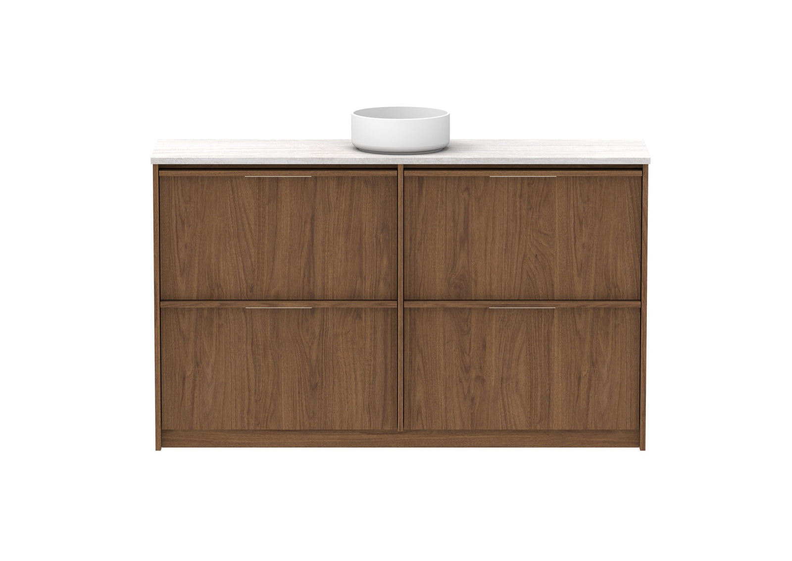 ADP Eli Ensuite Floor Mount Vanity 1500mm centre bowl in Florentine Walnut, front view