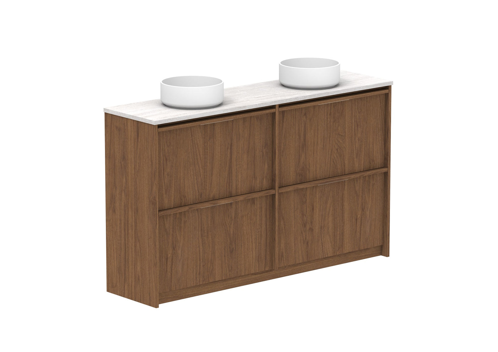 ADP Eli Ensuite Floor Mount Vanity 1500mm double bowl in Florentine Walnut