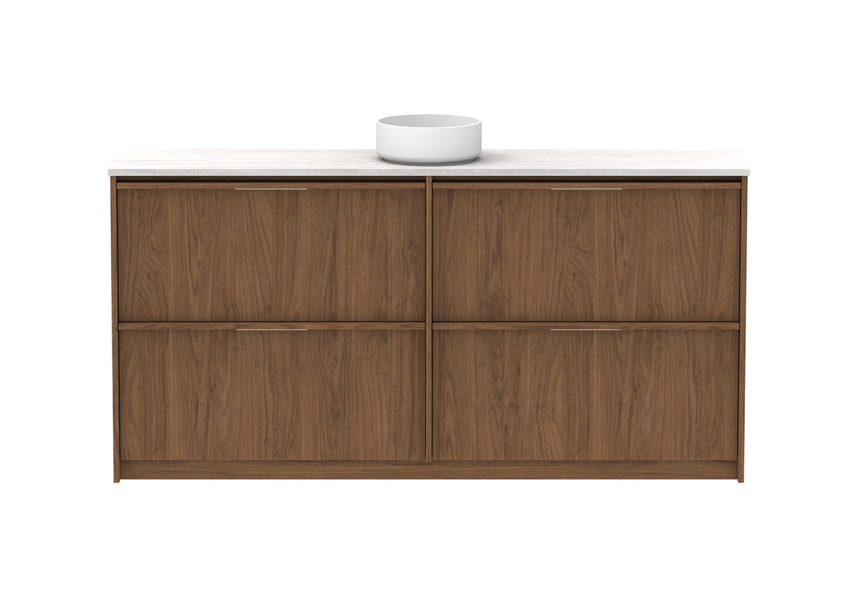 ADP Eli Ensuite Floor Mount Vanity 1800mm centre bowl in Florentine Walnut, front view