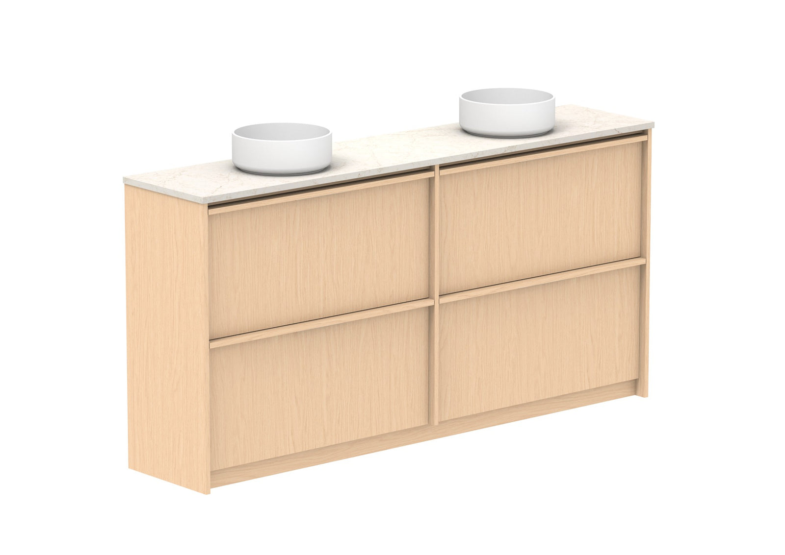 ADP Eli Ensuite Floor Mount Vanity 1800mm double bowl in Blonde Oak
