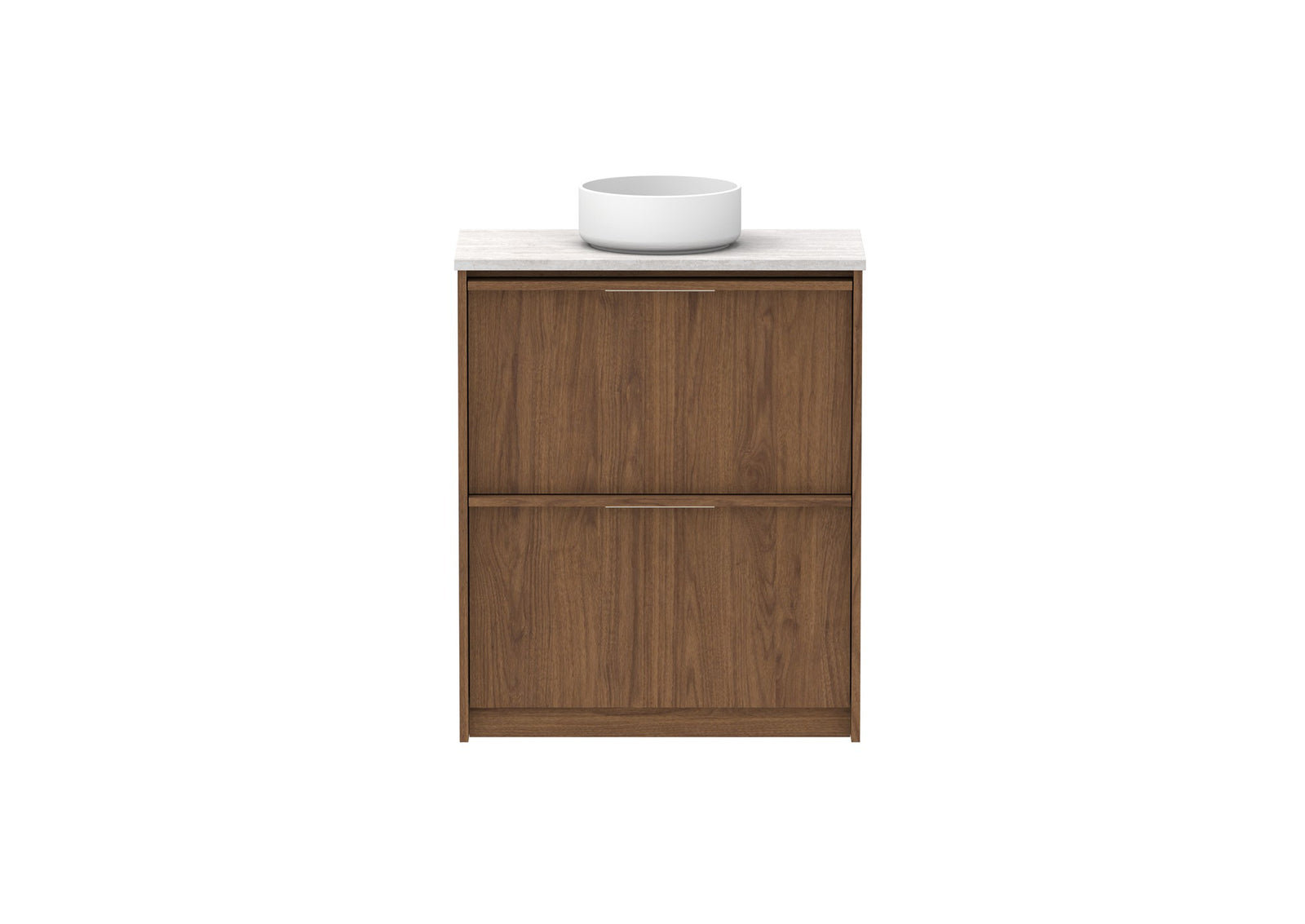 ADP Eli Ensuite Floor Mount Vanity 750mm centre bowl in Florentine Walnut, front view