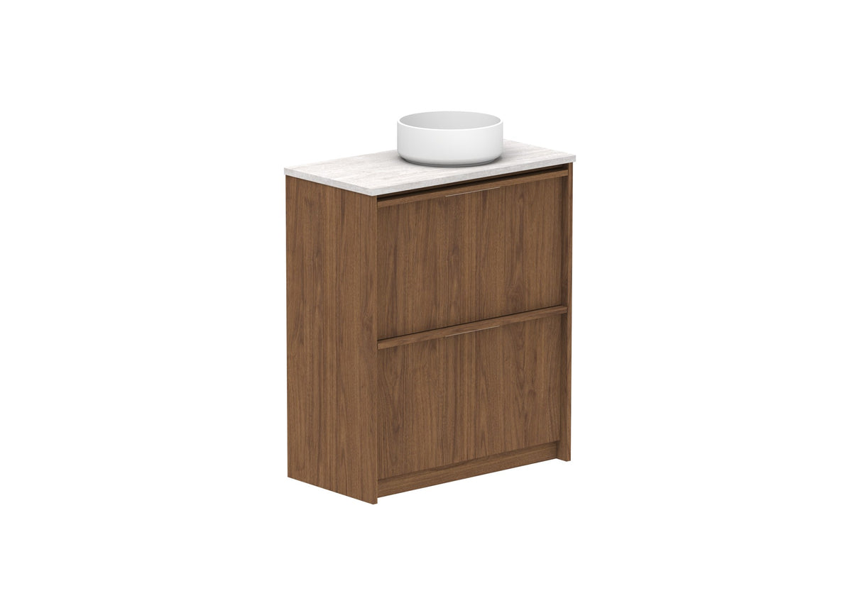 ADP Eli Ensuite Floor Mount Vanity 750mm right bowl in Florentine Walnut