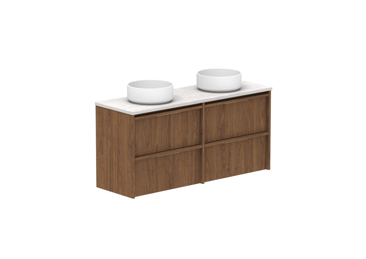 ADP Eli Ensuite Wall Hung Vanity 1200mm double bowl in Florentine Walnut