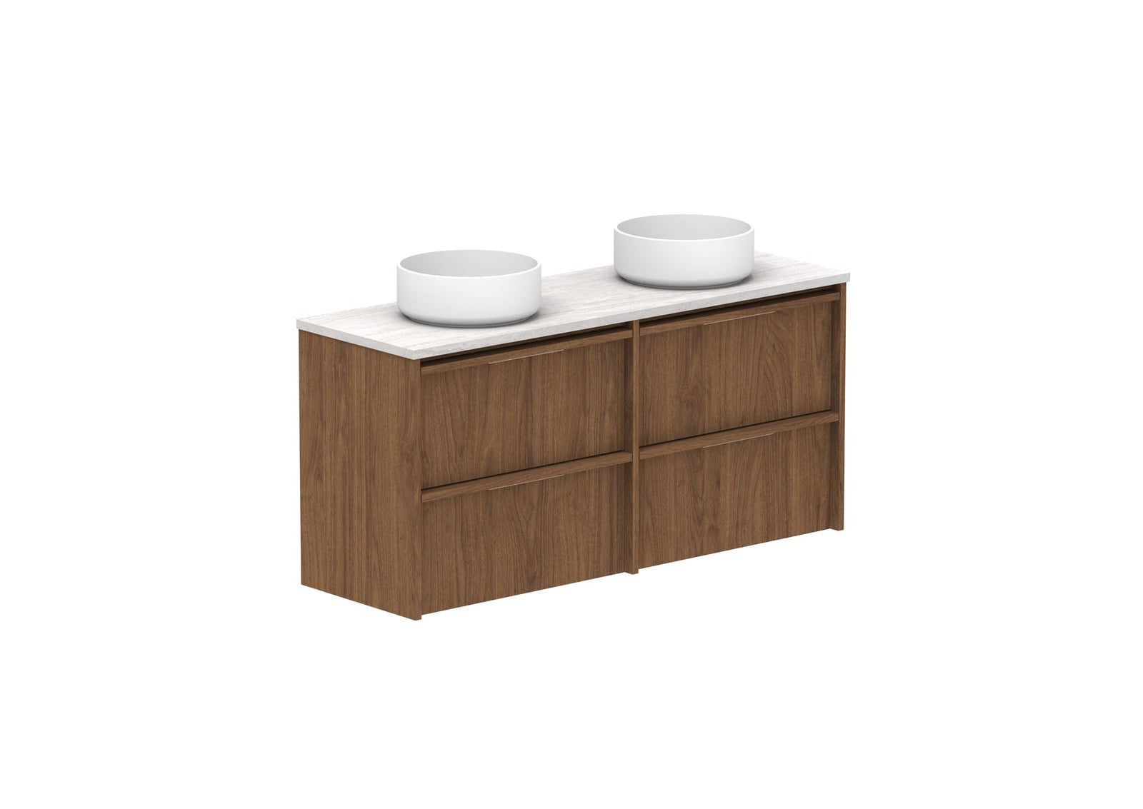 ADP Eli Ensuite Wall Hung Vanity 1200mm double bowl in Florentine Walnut