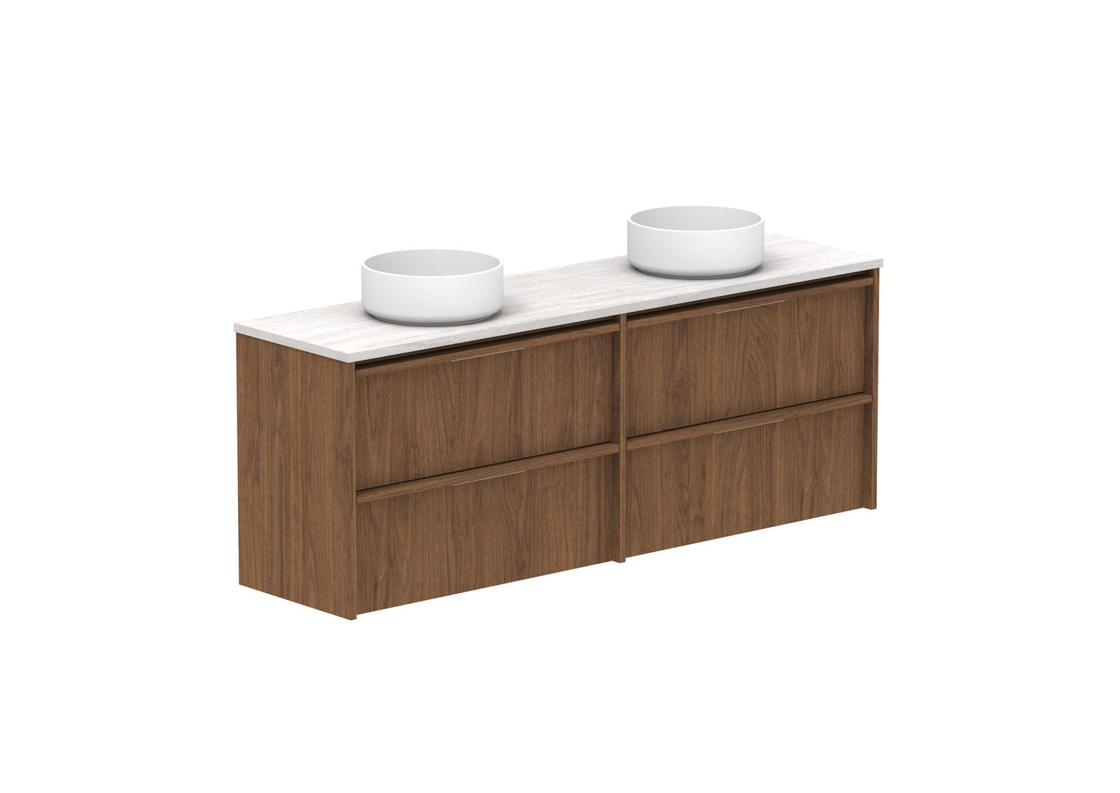 ADP Eli Ensuite Wall Hung Vanity 1500mm double bowl in Florentine Walnut
