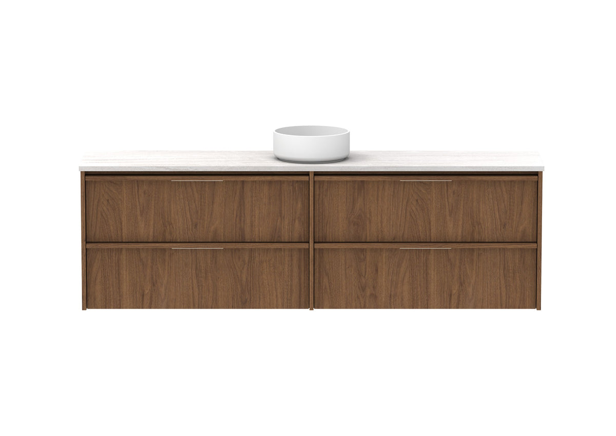ADP Eli Ensuite Wall Hung Vanity 1800mm centre bowl in Florentine Walnut, front view