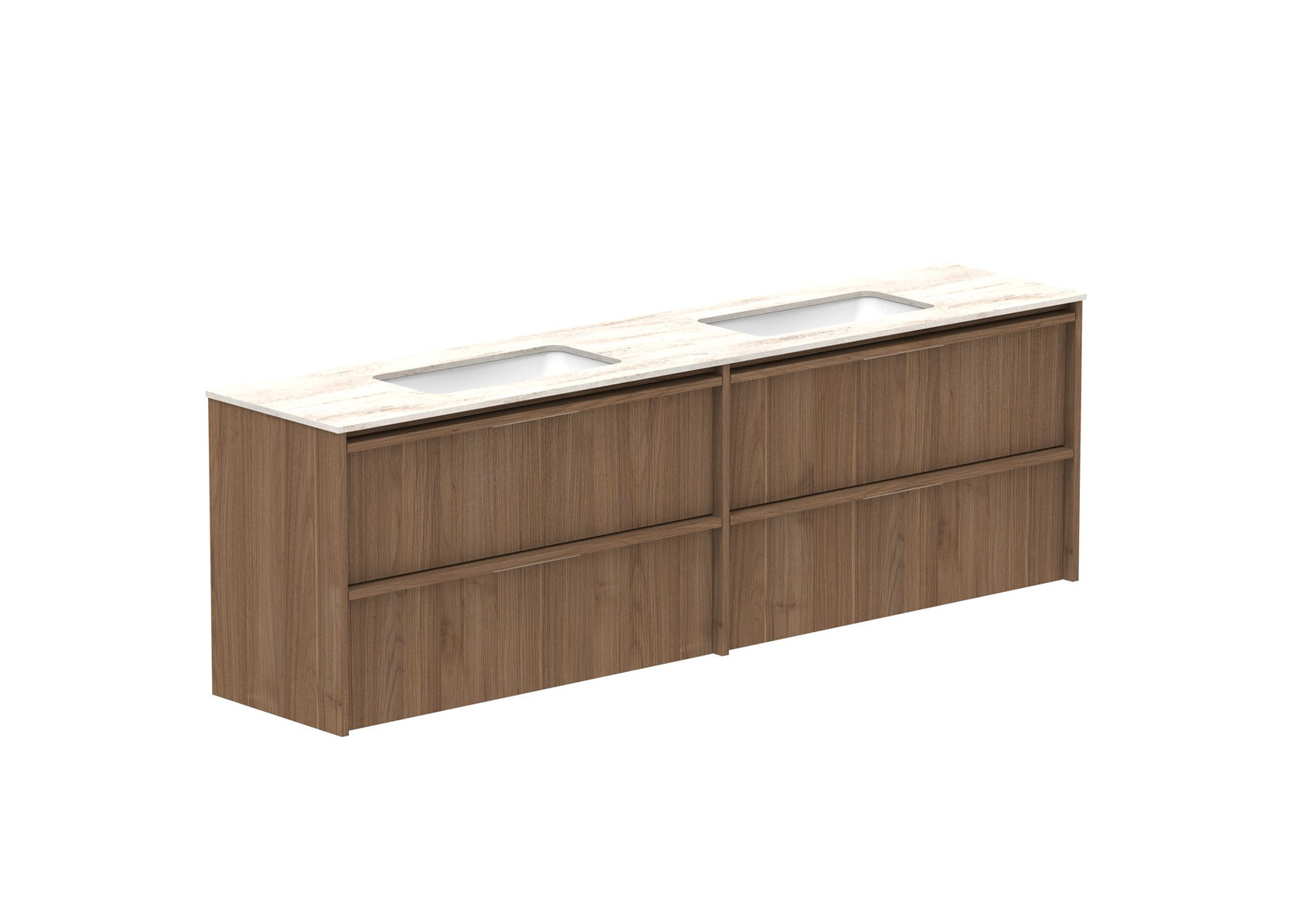 ADP Eli Ensuite Wall Hung Vanity 1800mm double bowl in Notaio Walnut