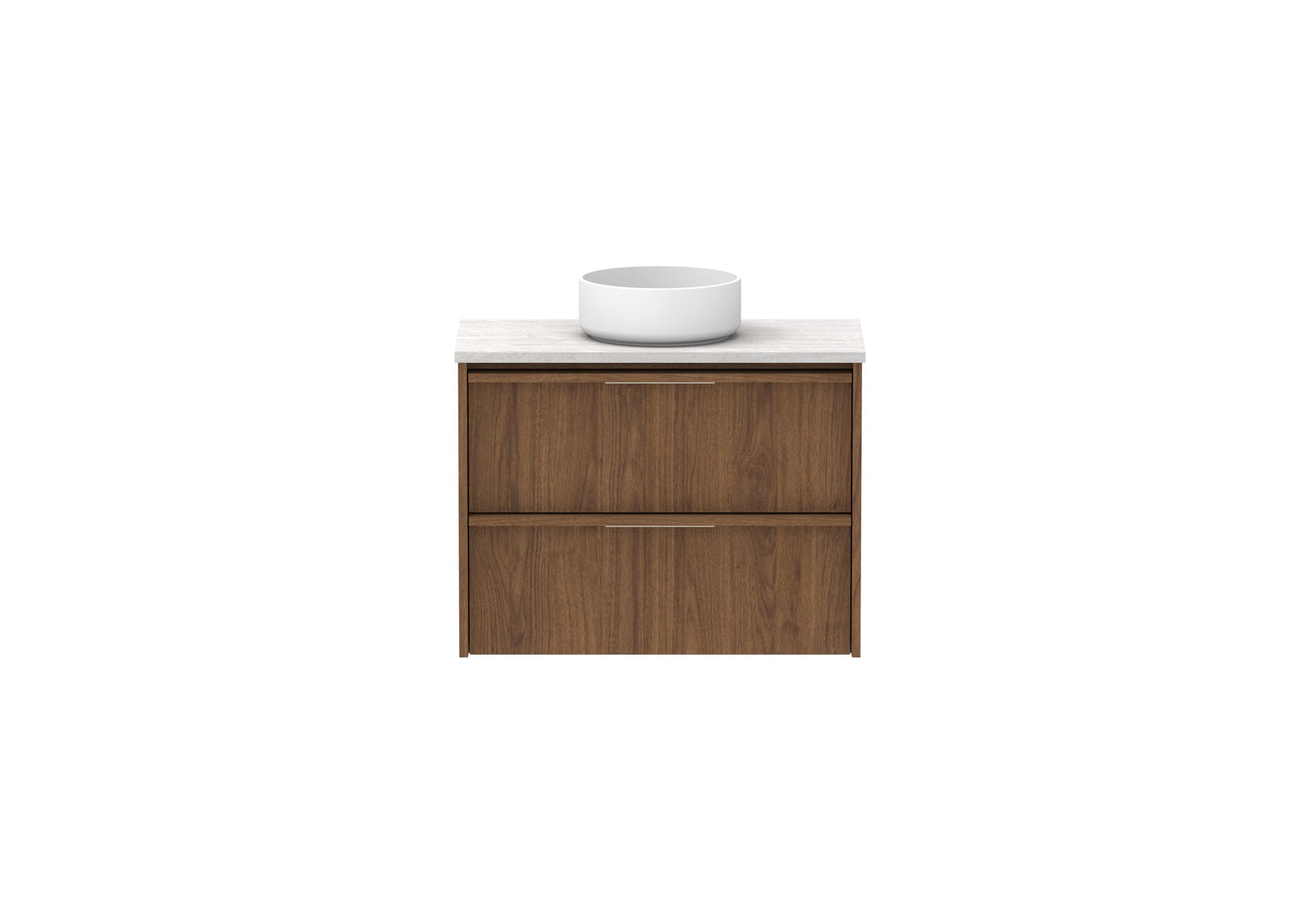 ADP Eli Ensuite Wall Hung Vanity 750mm centre bowl in Florentine Walnut, front view