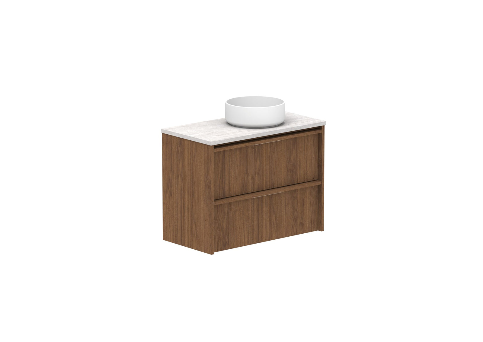 ADP Eli Ensuite Wall Hung Vanity 750mm right bowl in Florentine Walnut