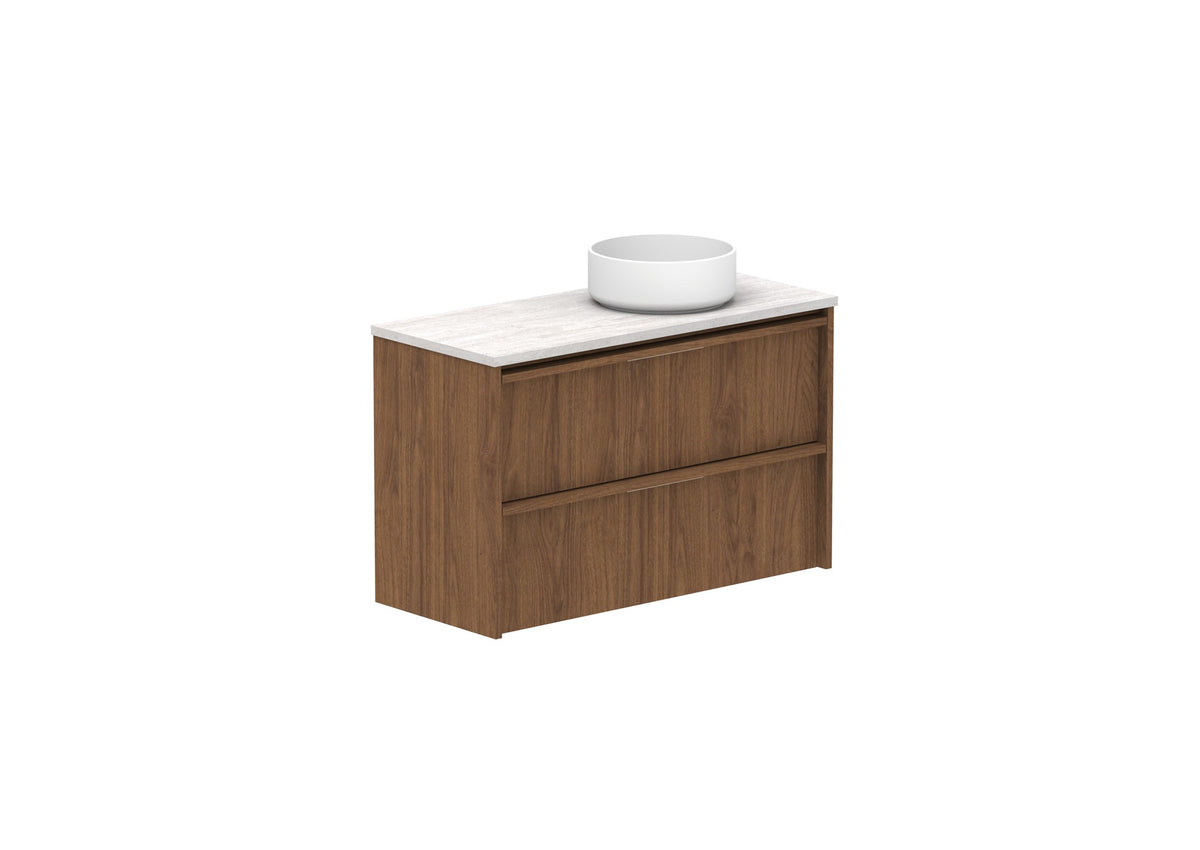 ADP Eli Ensuite Wall Hung Vanity 900mm right bowl in Florentine Walnut