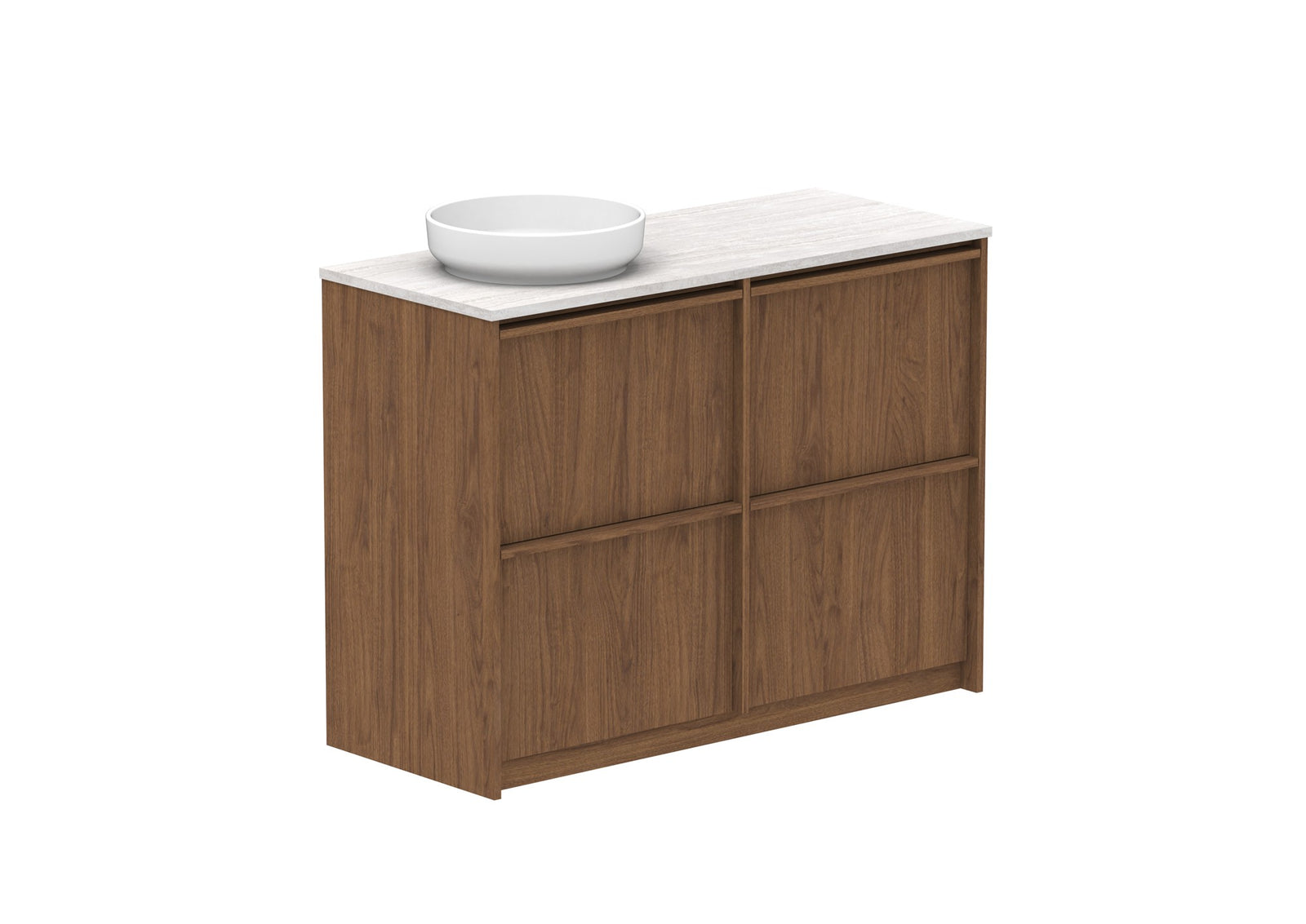 ADP Eli Full Depth Floor Mount Vanity 1200mm left bowl in Florentine Walnut