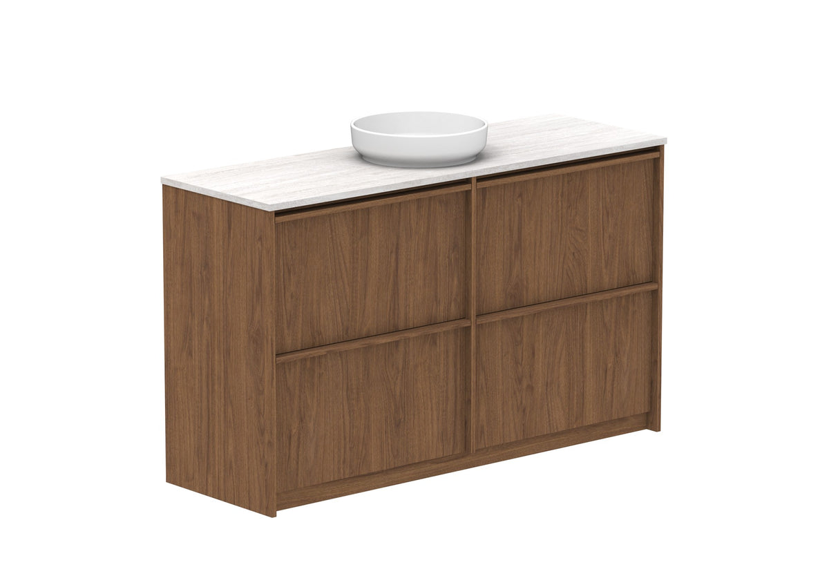 ADP Eli Full Depth Floor Mount Vanity 1500mm centre bowl in Florentine Walnut