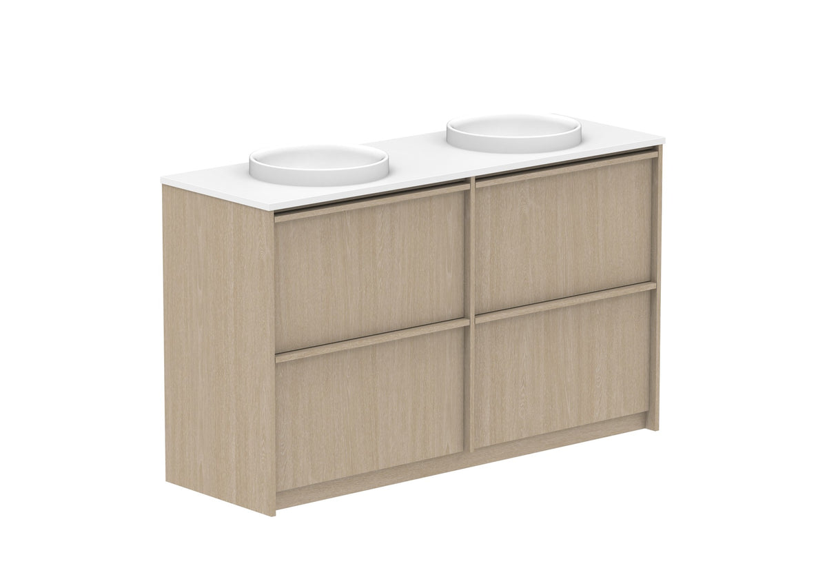 ADP Eli Full Depth Floor Mount Vanity 1500mm double bowl in Coastal Oak
