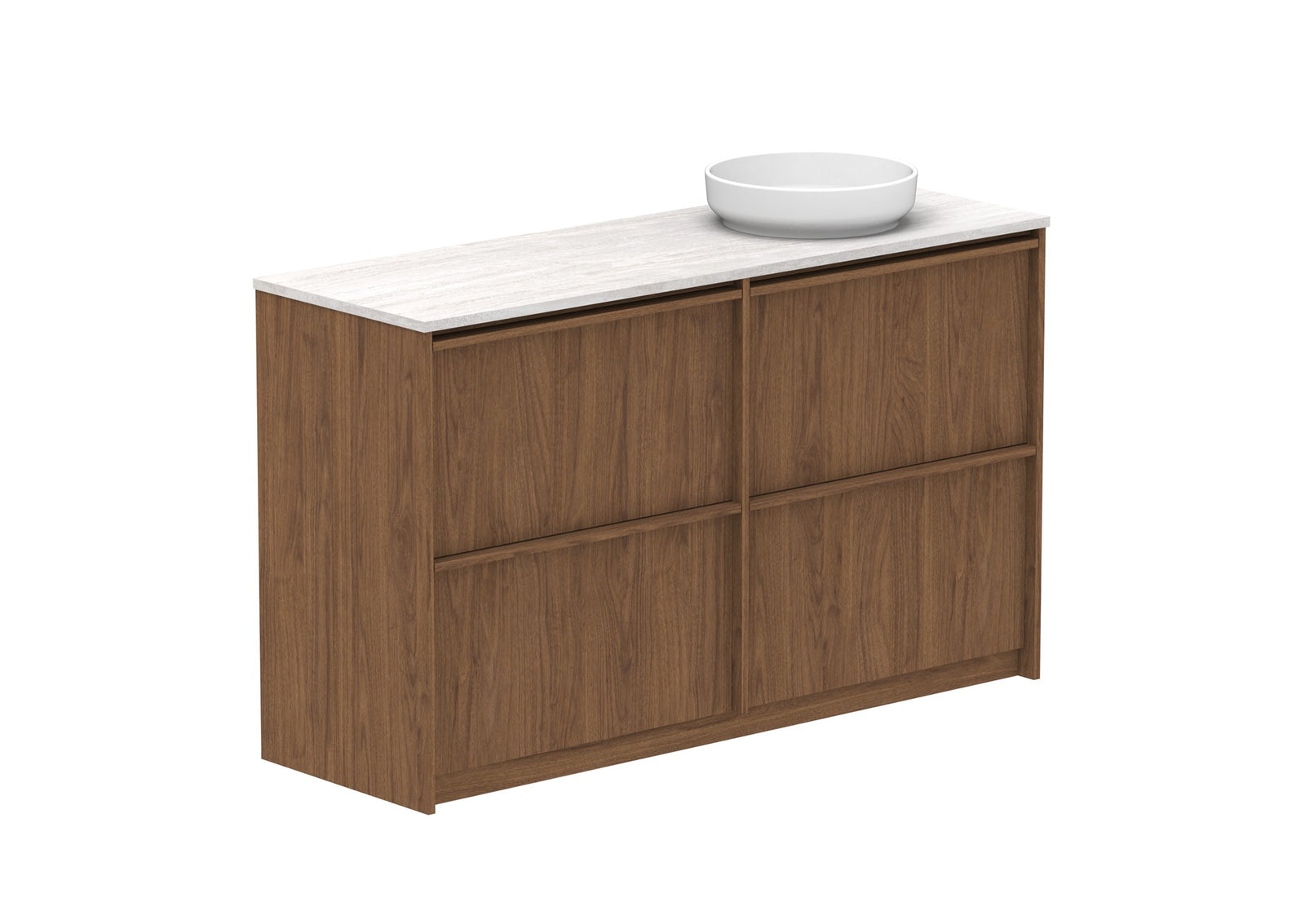 ADP Eli Full Depth Floor Mount Vanity 1500mm right bowl in Florentine Walnut