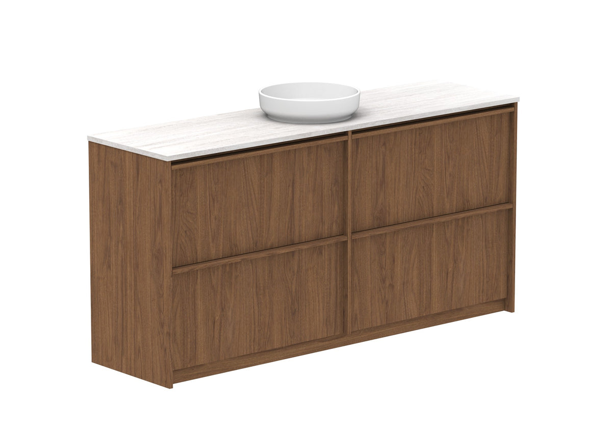 ADP Eli Full Depth Floor Mount Vanity 1800mm centre bowl in Florentine Walnut