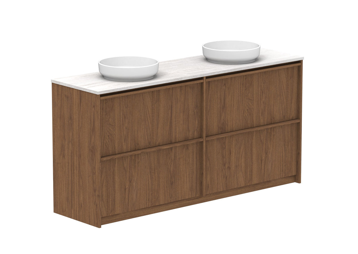 ADP Eli Full Depth Floor Mount Vanity 1800mm double bowl in Florentine Walnut
