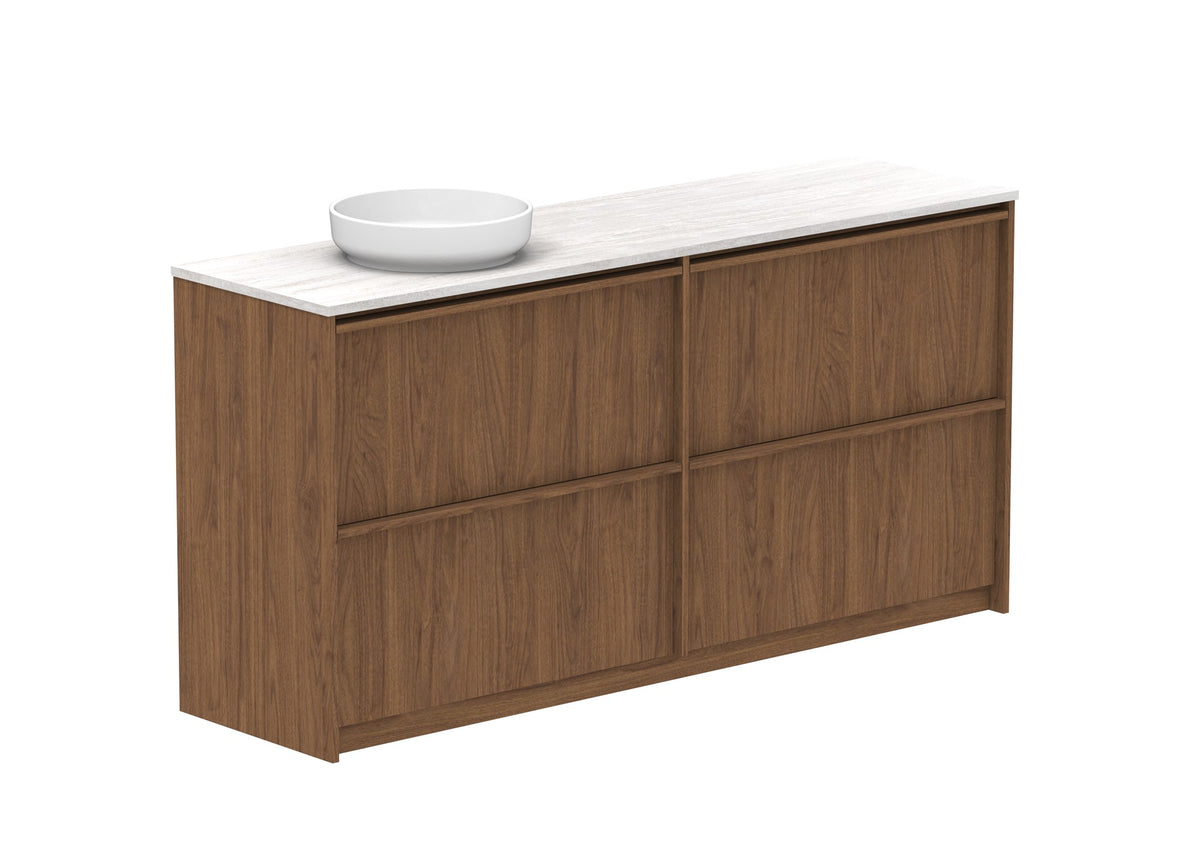 ADP Eli Full Depth Floor Mount Vanity 1800mm left bowl in Florentine Walnut