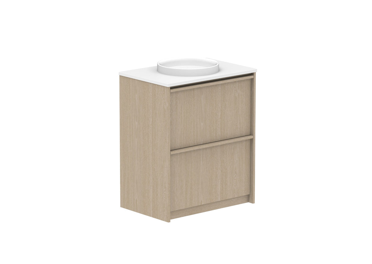 ADP Eli Full Depth Floor Mount Vanity 750mm centre bowl in Coastal Oak