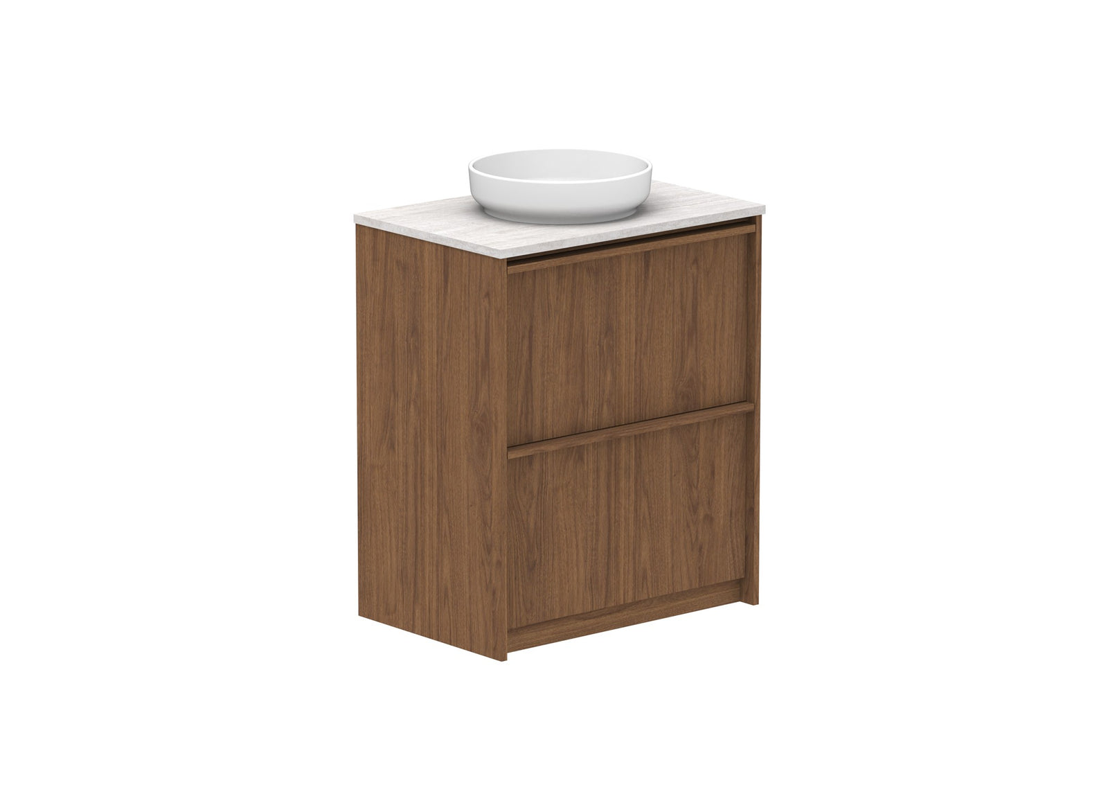 ADP Eli Full Depth Floor Mount Vanity 750mm centre bowl in Florentine Walnut