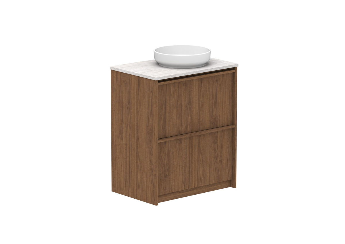ADP Eli Full Depth Floor Mount Vanity 750mm right bowl in Florentine Walnut