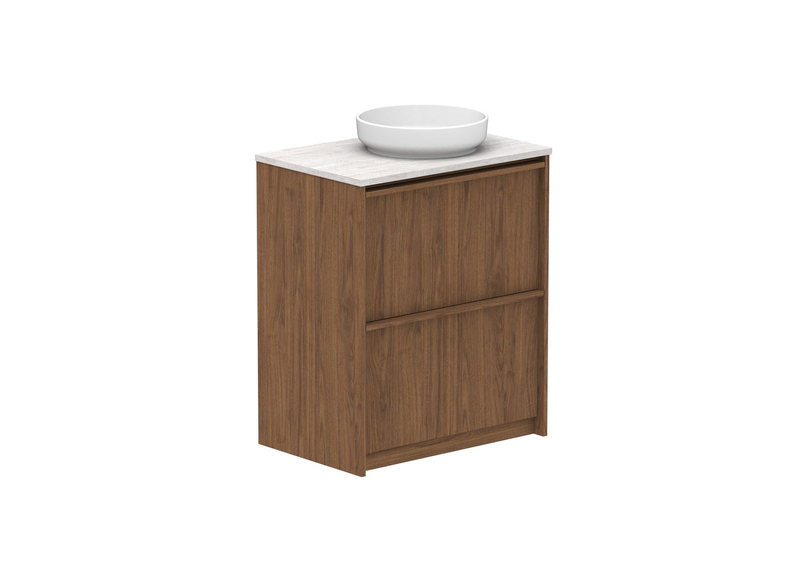 ADP Eli Full Depth Floor Mount Vanity 750mm right bowl in Florentine Walnut