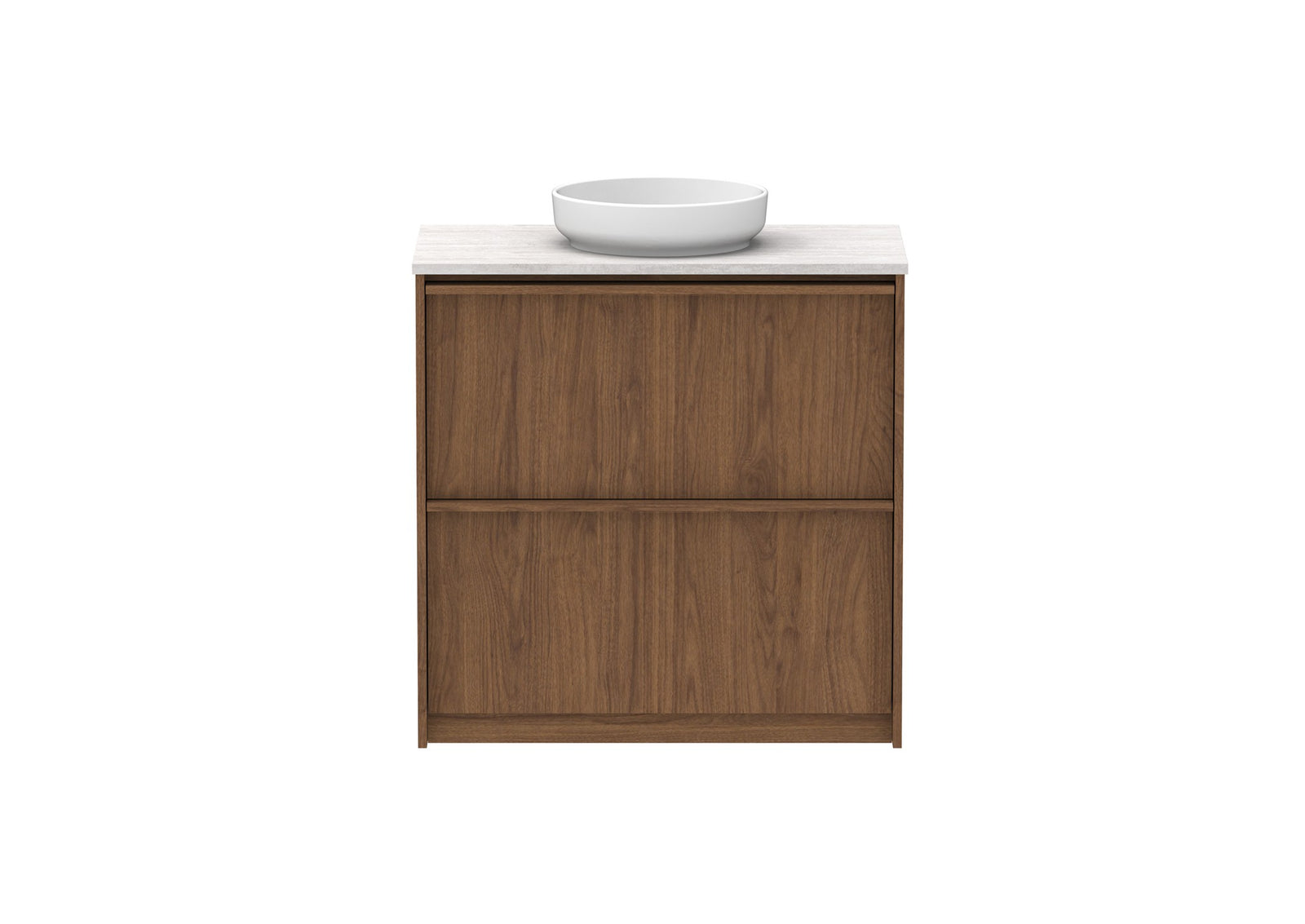 ADP Eli Full Depth Floor Mount Vanity 900mm centre bowl in Florentine Walnut, front view