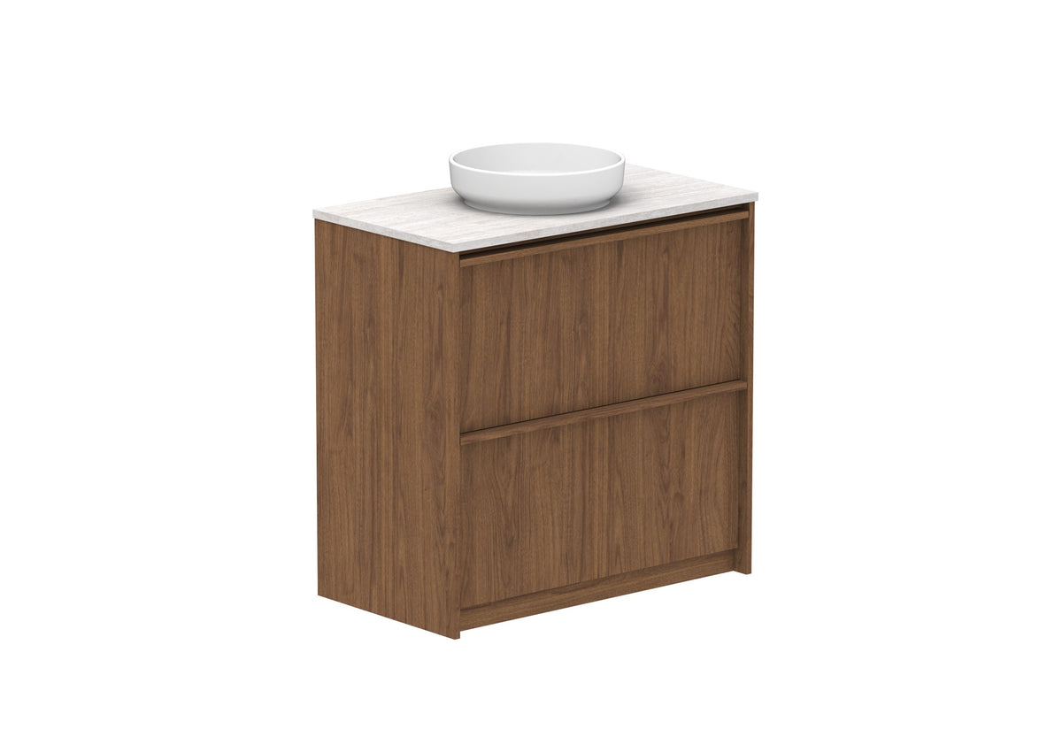 ADP Eli Full Depth Floor Mount Vanity 900mm centre bowl in Florentine Walnut