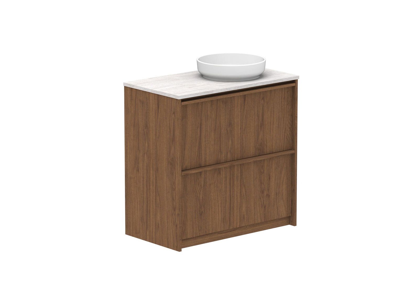 ADP Eli Full Depth Floor Mount Vanity 900mm right bowl in Florentine Walnut