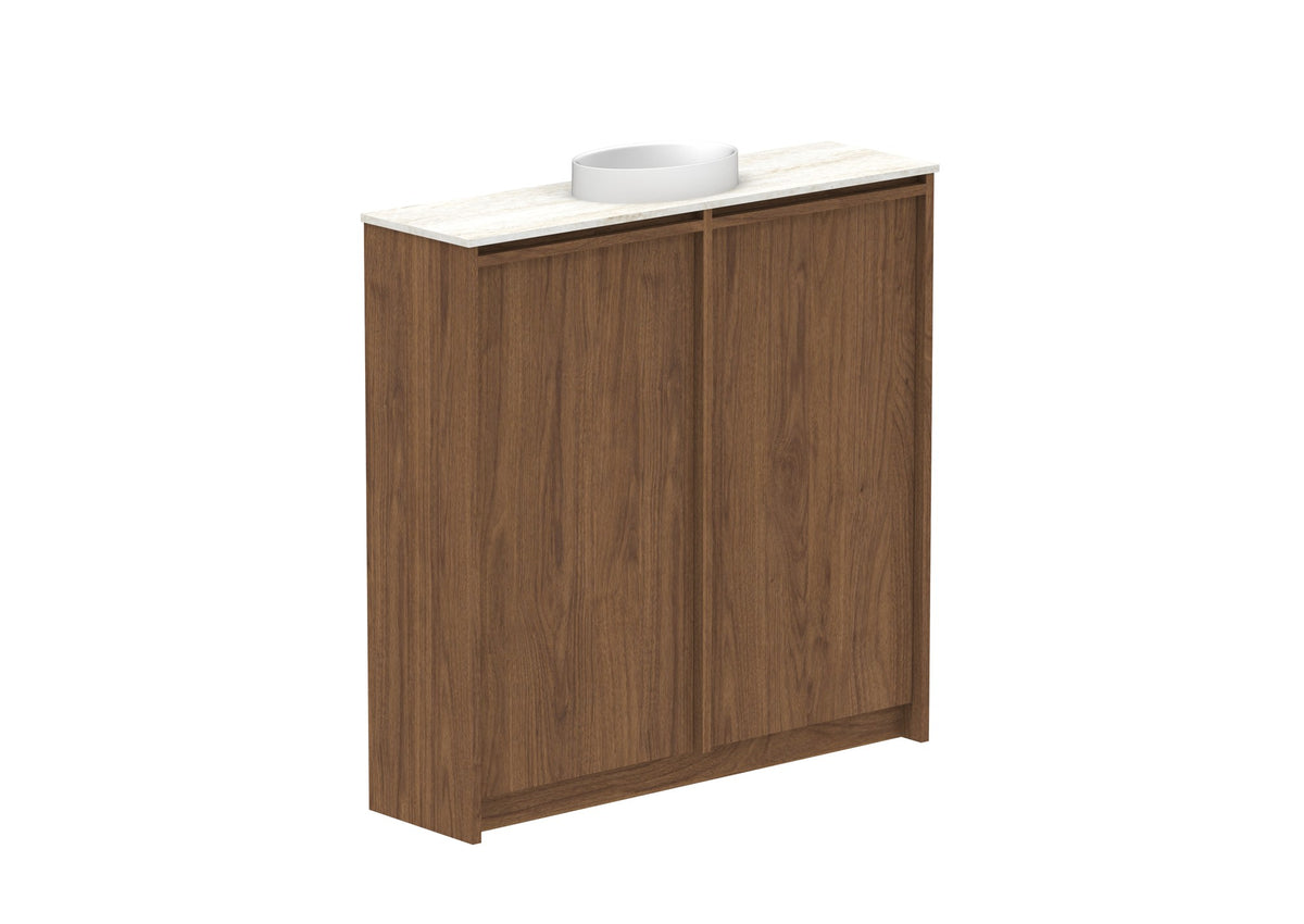 ADP Eli Mini Floor Mount Vanity 900mm centre bowl in Florentine Walnut