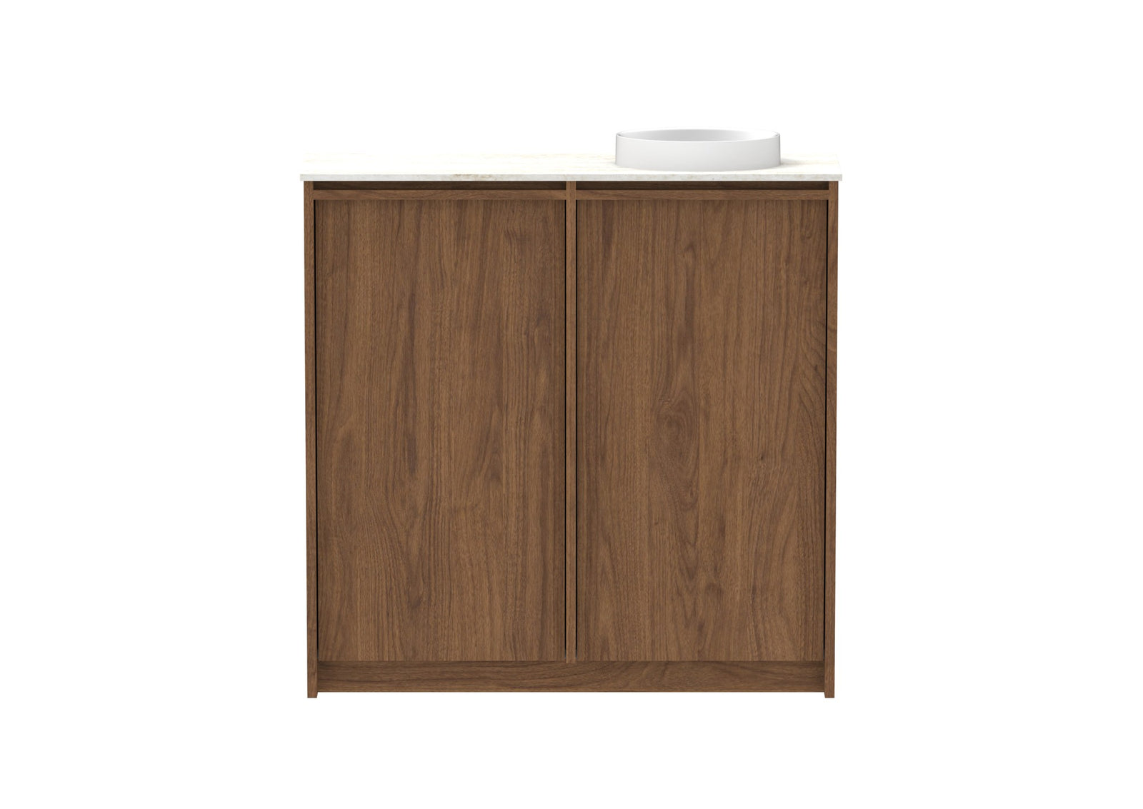 ADP Eli Mini Floor Mount Vanity 900mm right bowl in Florentine Walnut, front view