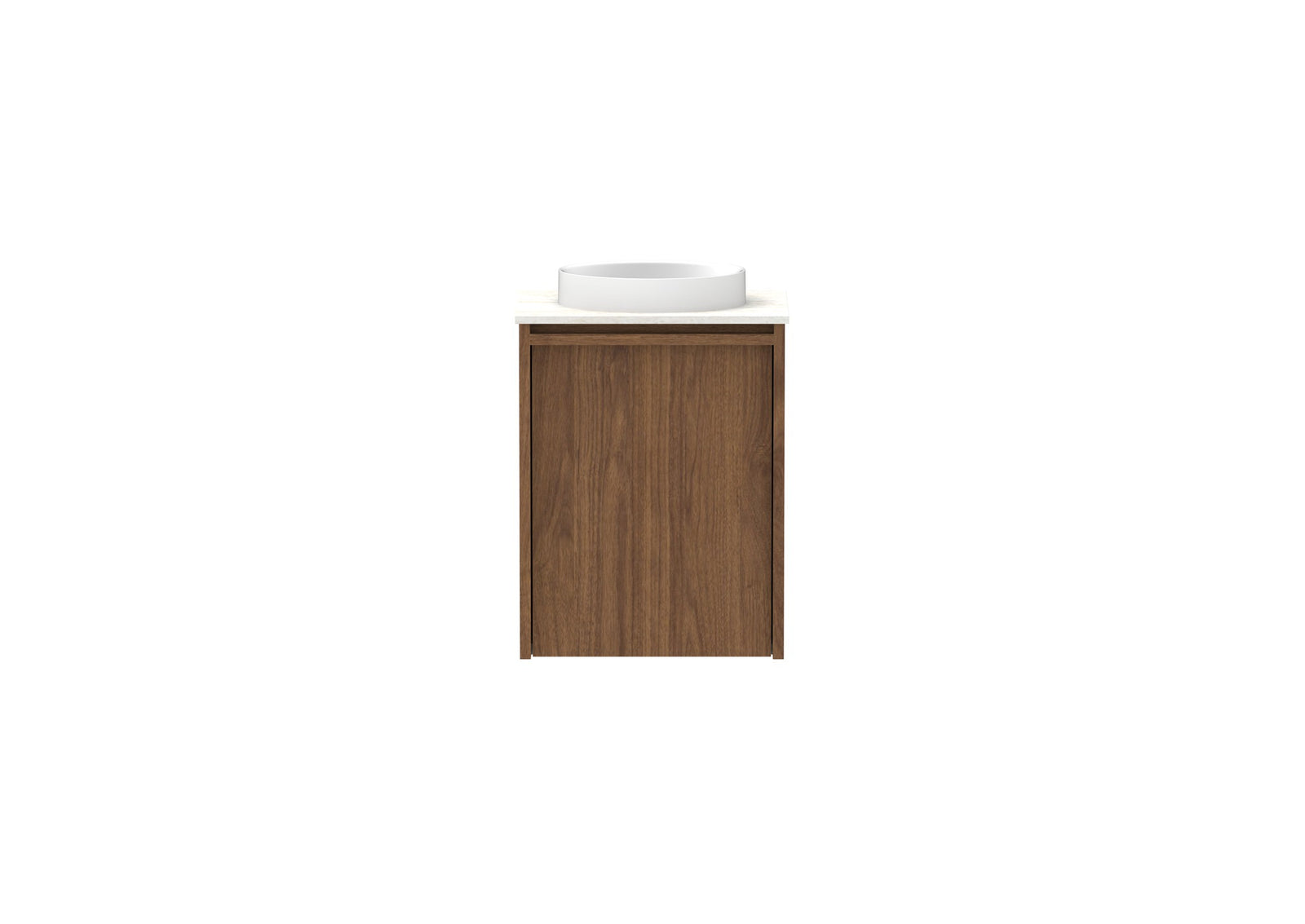 ADP Eli Mini Wall Hung Vanity 400mm centre bowl in Florentine Walnut, front view