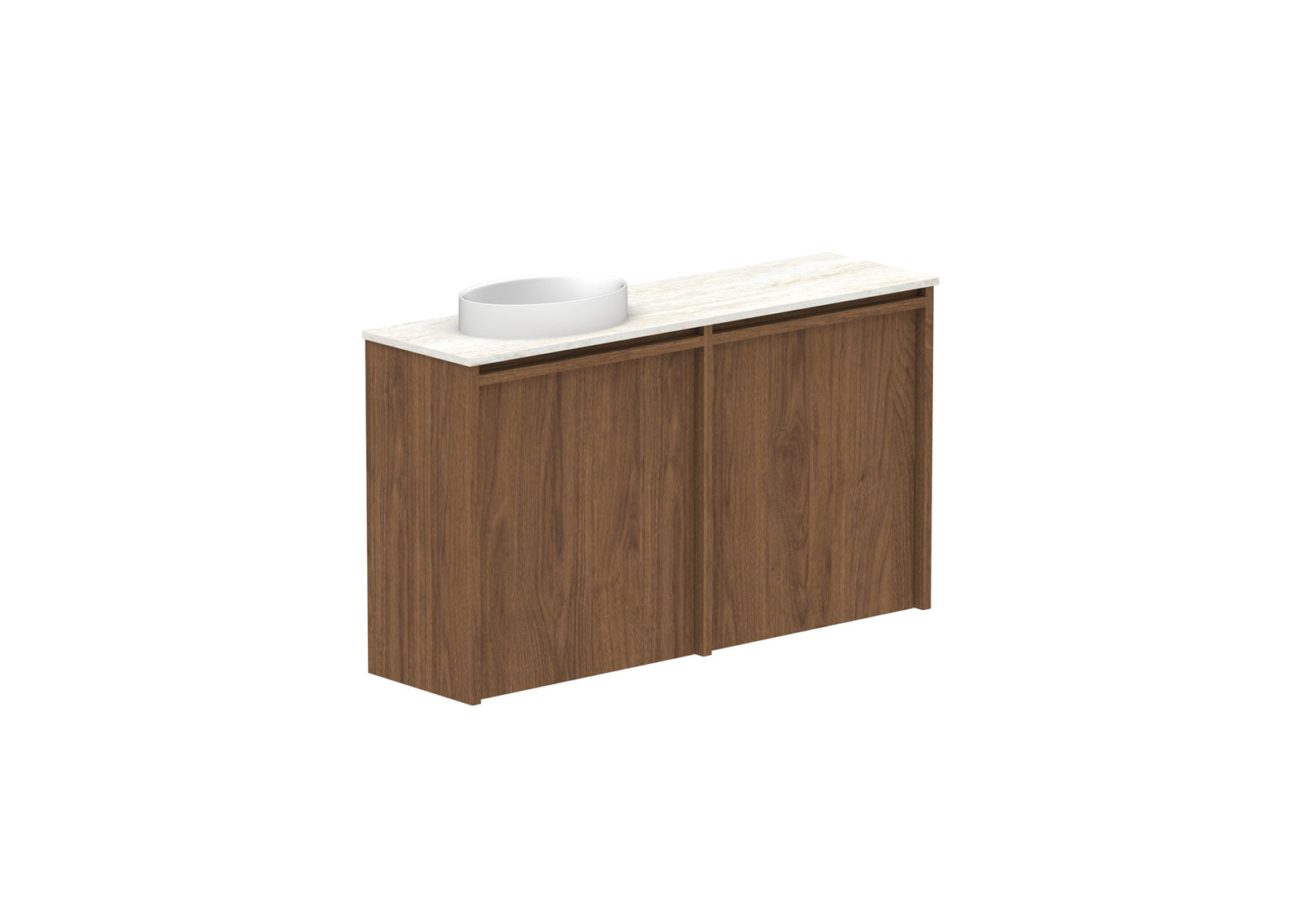 ADP Eli Mini Wall Hung Vanity 900mm left bowl in Florentine Walnut