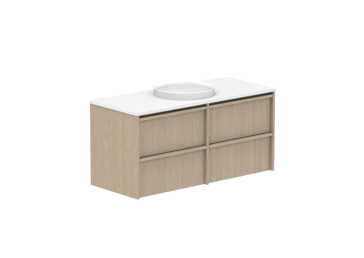 ADP Eli Full Depth Wall Hung Vanity 1200mm centre bowl in Coastal Oak
