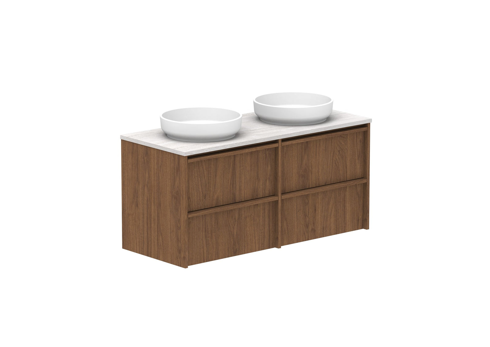 ADP Eli Full Depth Wall Hung Vanity 1200mm double bowl in Florentine Walnut