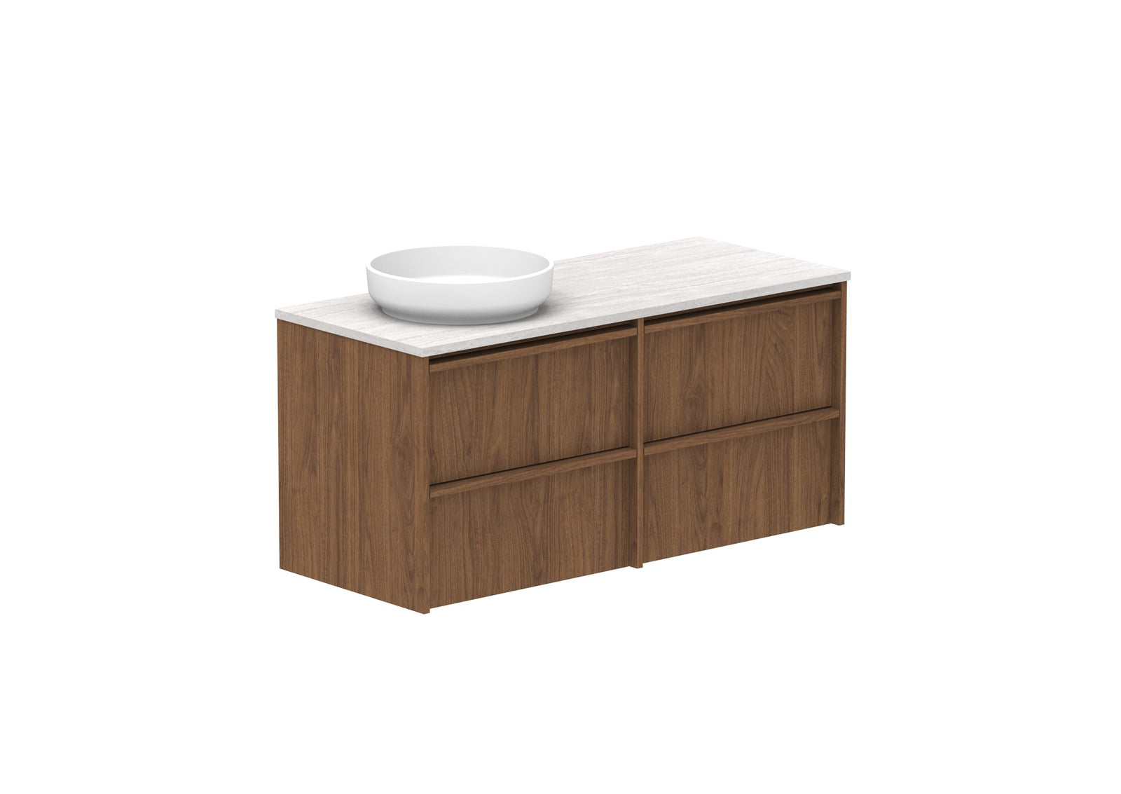 ADP Eli Full Depth Wall Hung Vanity 1200mm left bowl in Florentine Walnut