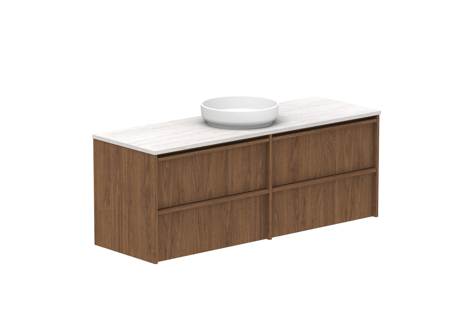 ADP Eli Full Depth Wall Hung Vanity 1500mm centre bowl in Florentine Walnut