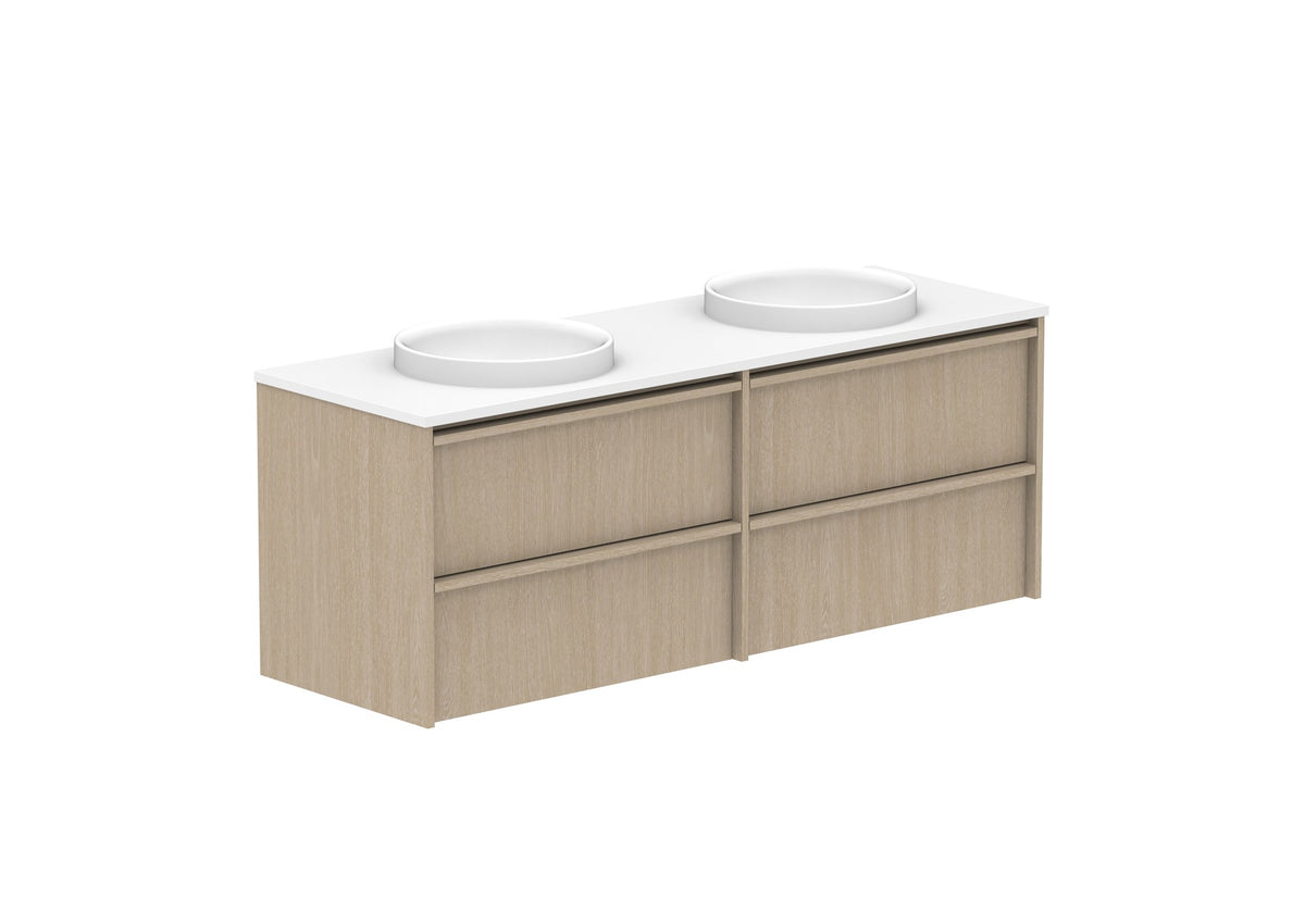 ADP Eli Full Depth Wall Hung Vanity 1500mm double bowl in Coastal Oak