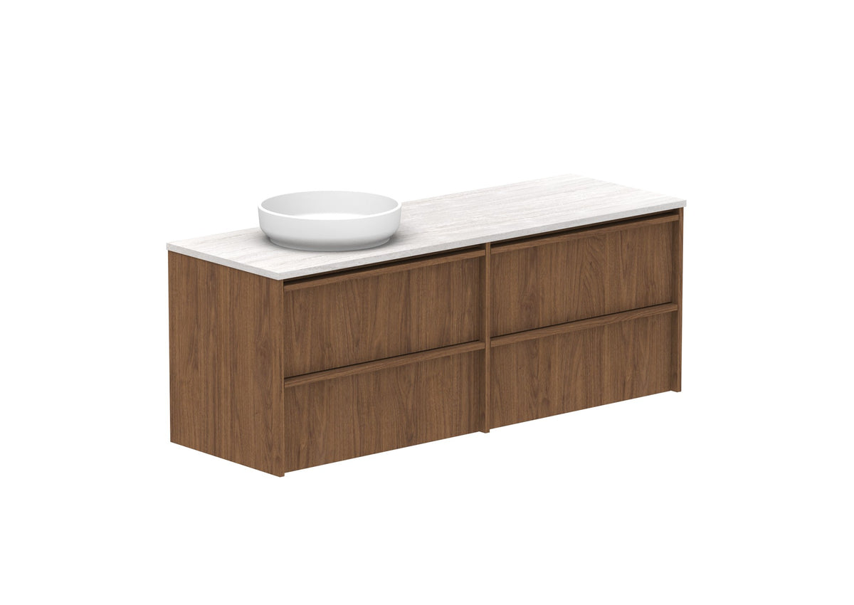 ADP Eli Full Depth Wall Hung Vanity 1500mm left bowl in Florentine Walnut
