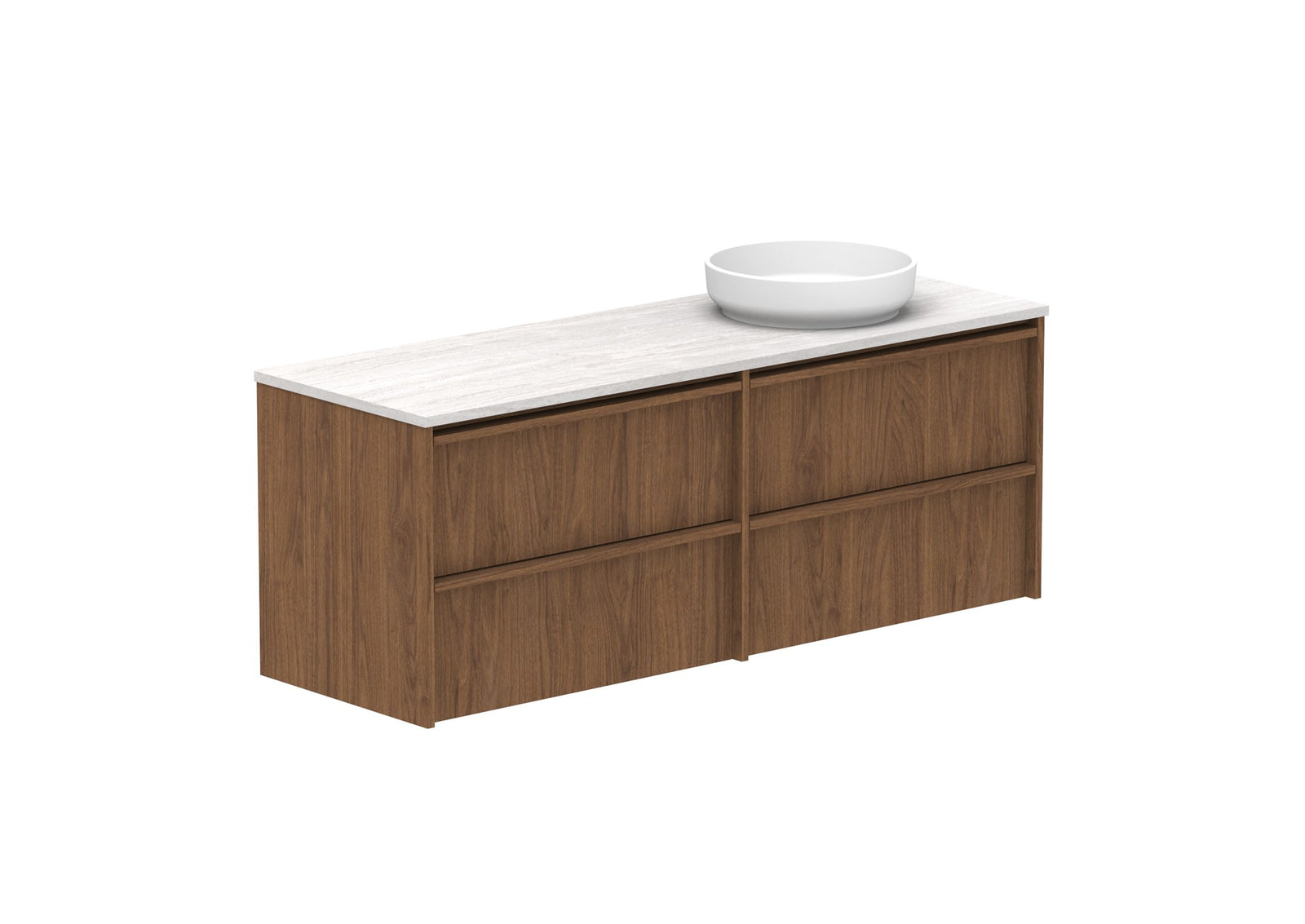 ADP Eli Full Depth Wall Hung Vanity 1500mm right bowl in Florentine Walnut