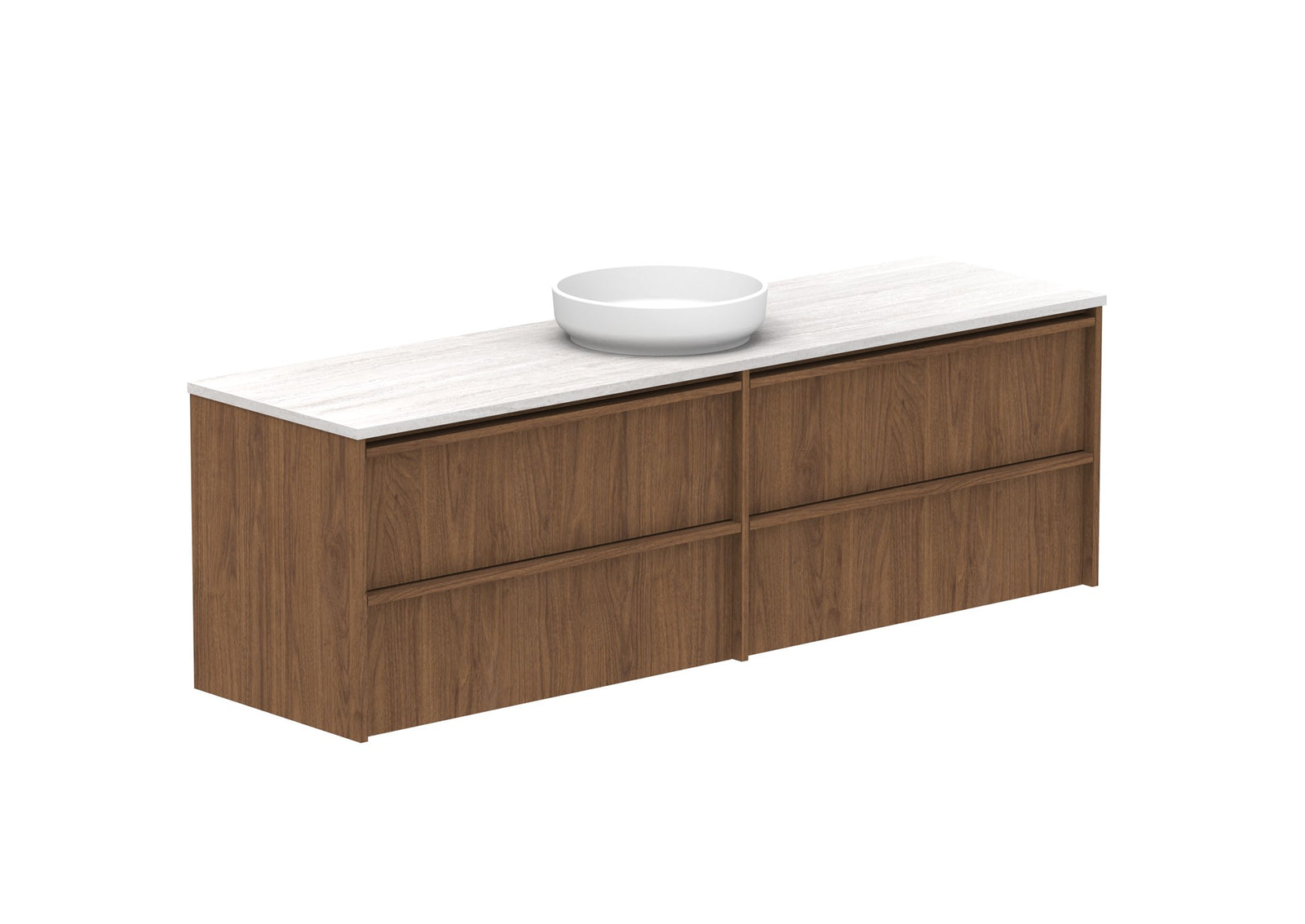 ADP Eli Full Depth Wall Hung Vanity 1800mm centre bowl in Florentine Walnut
