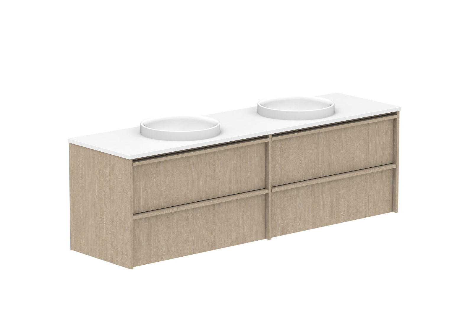 ADP Eli Full Depth Wall Hung Vanity 1800mm double bowl in Coastal Oak