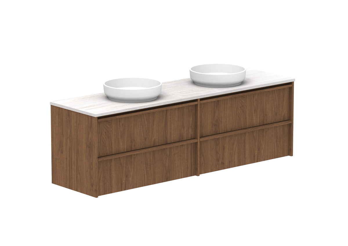 ADP Eli Full Depth Wall Hung Vanity 1800mm double bowl in Florentine Walnut