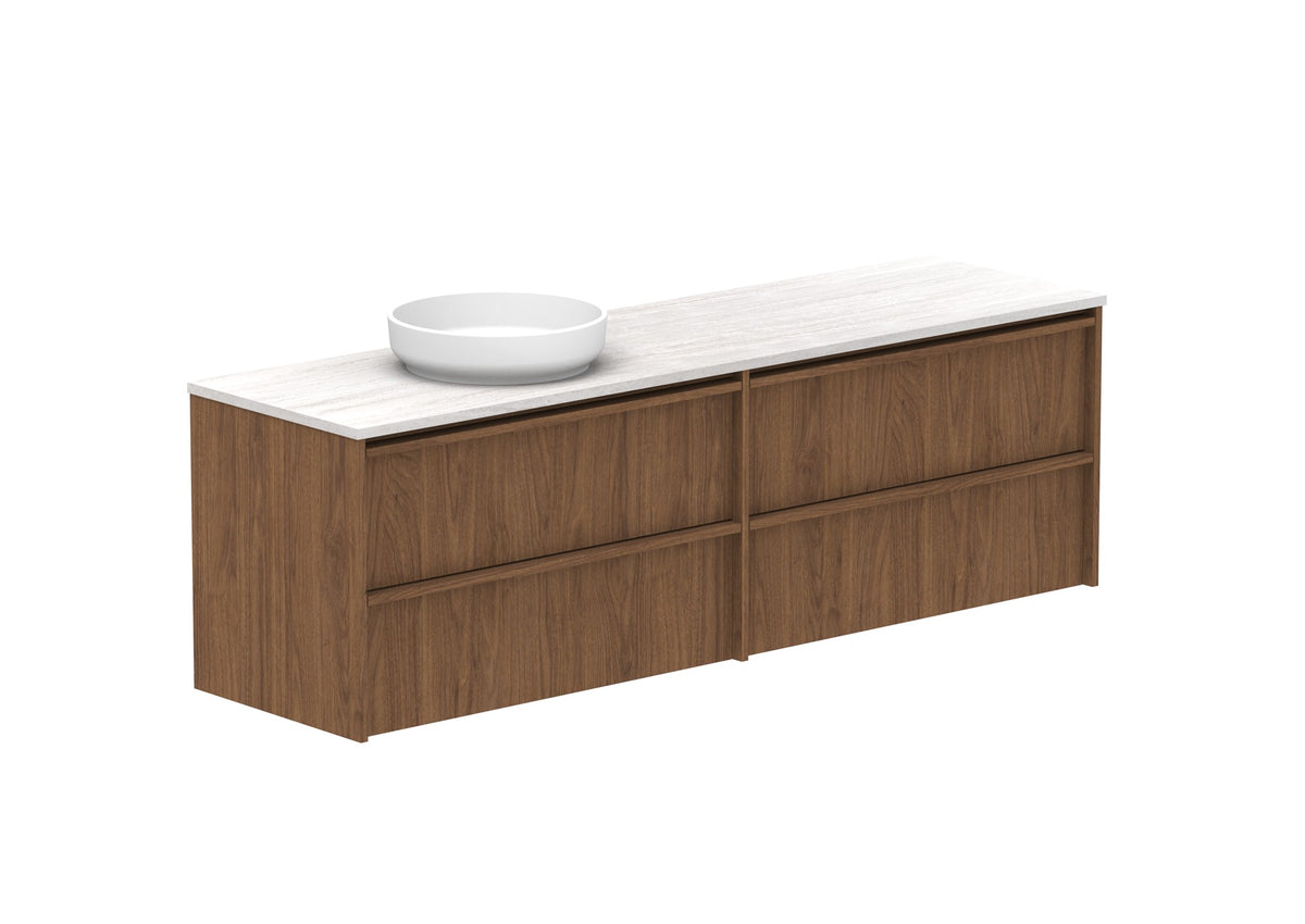 ADP Eli Full Depth Wall Hung Vanity 1800mm left bowl in Florentine Walnut