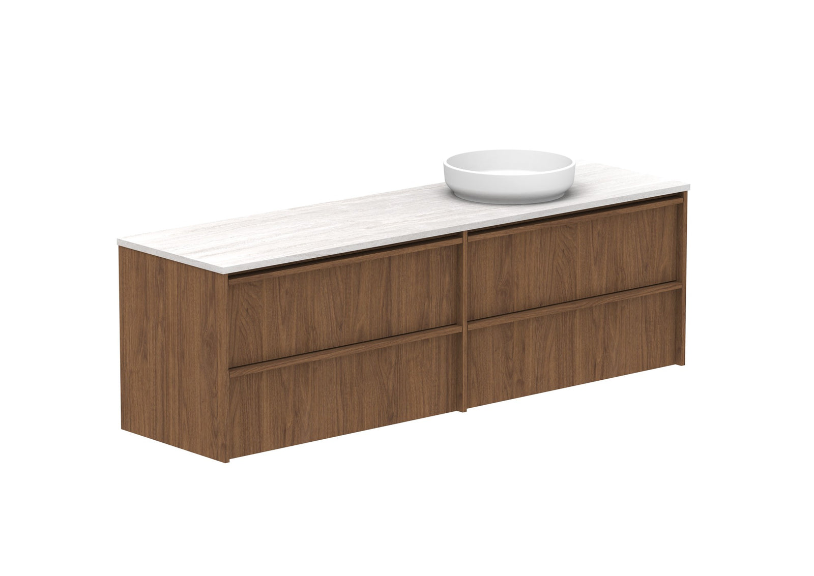 ADP Eli Full Depth Wall Hung Vanity 1800mm right bowl in Florentine Walnut